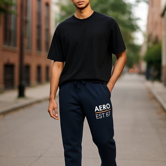 Aéropostale Joggers Mens Size XL Navy Athletic Drawstring Waist Relaxed Fit - Picture 1 of 8